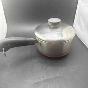 Vtg 1801 Revere Ware Copper Bottom 1 Qt Saucepan w/ Lid Process Patent Pre-1968
